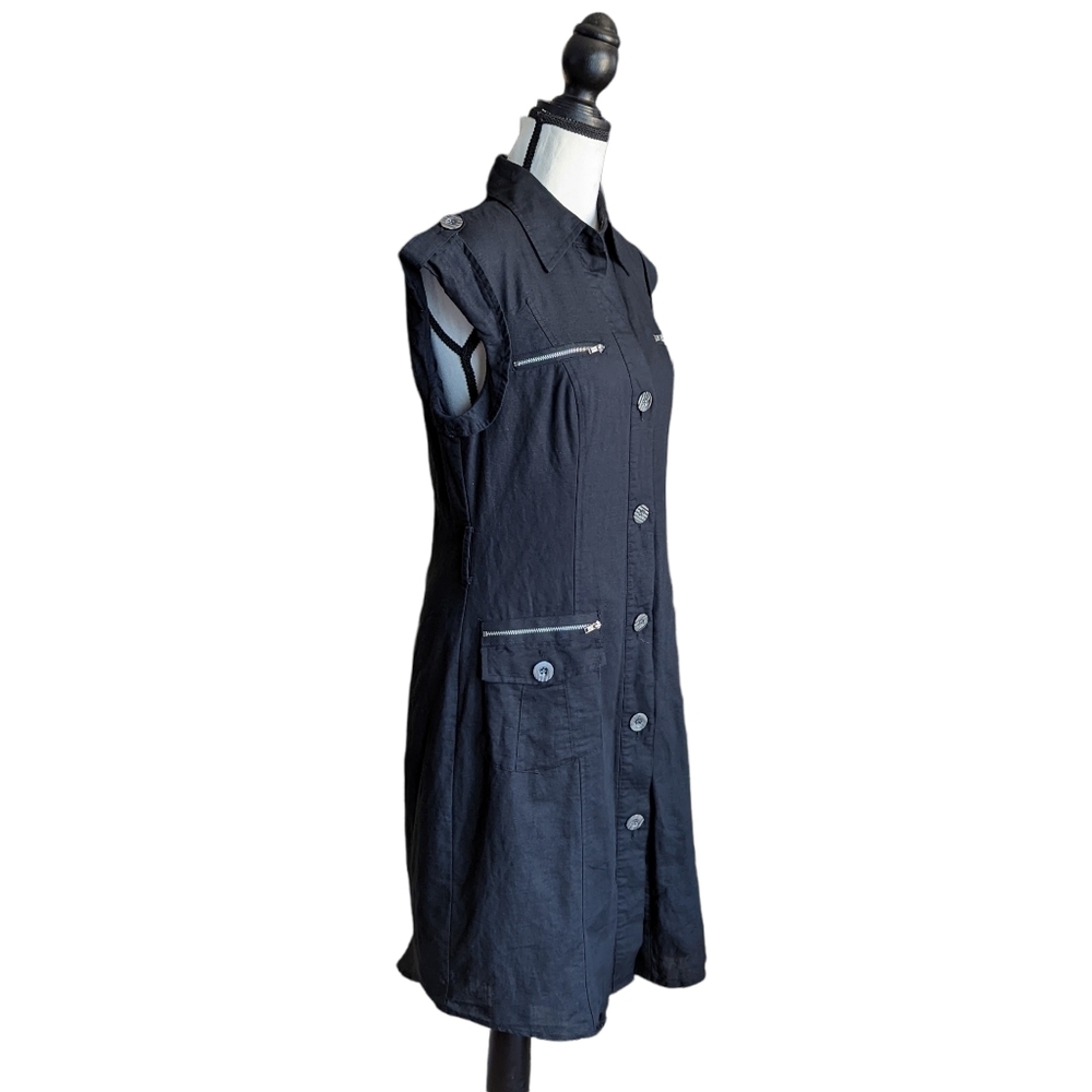 Spense Button Up Sleeveless Black Dress Size 8 - Picture 2 of 11